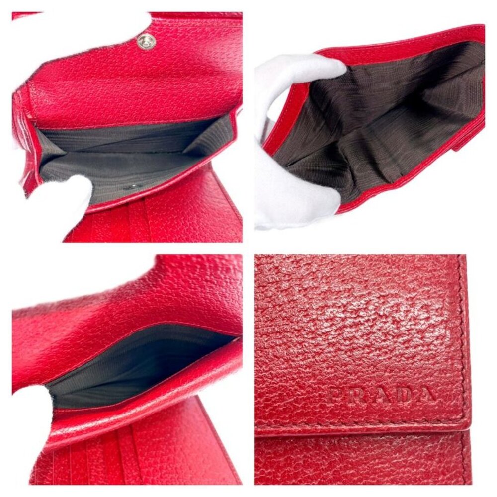 Prada Leather Trifold Wallet Red Trifold Wallet - Picture 7 of 8